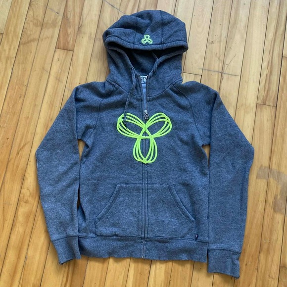 TNA Sportswear Tops - TNA Sportswear Gray Full Zip Hoodie Neon Green Logo Size Small